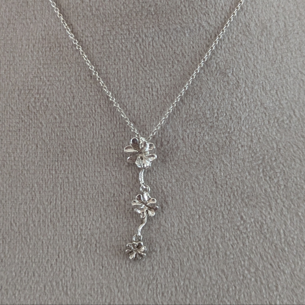 Sterling Silver Floral Petals Cascade Necklace